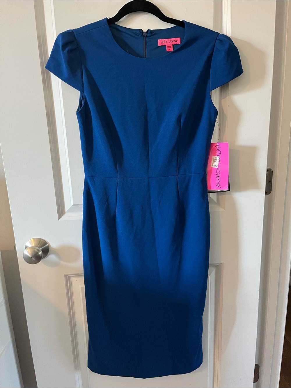 Betsey Johnson NWT Royal Blue Cap-Sleeve Sheath Dress Size4